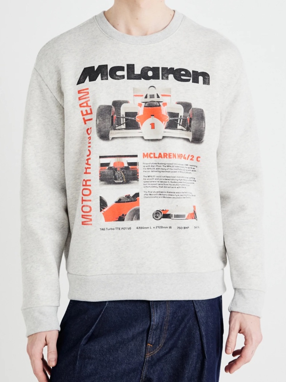 McLaren Men's Crewneck Sweatshirt - Grey with Racing Graphic